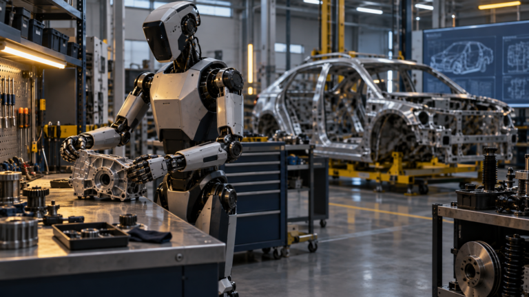 Industrial-robot illustration accompanying Boston Dynamics CEO news