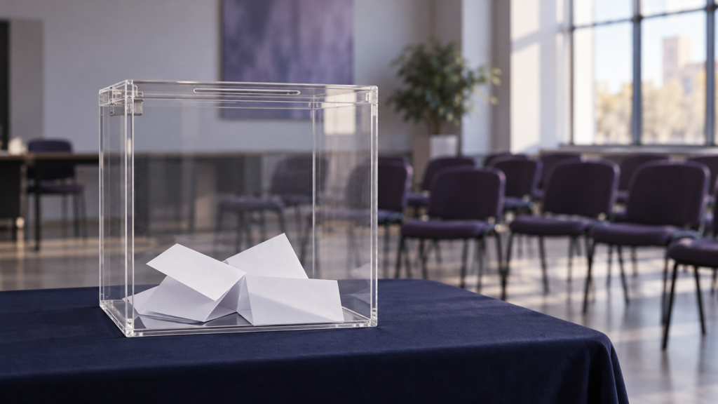 Neutral blank ballot box illustrating Guardrails Alliance election spending