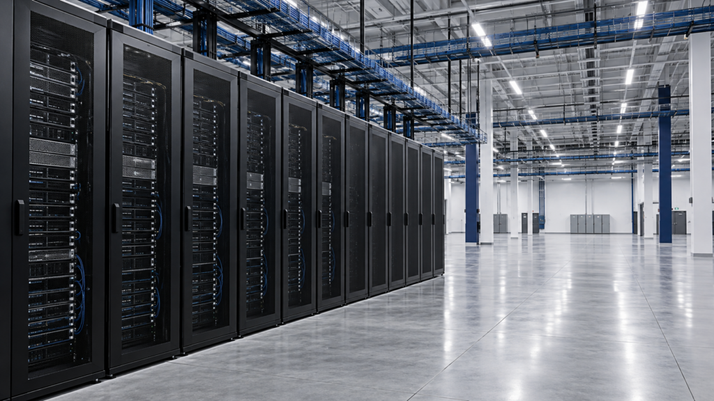 GPU data-center expansion space illustrating reported Lambda funding