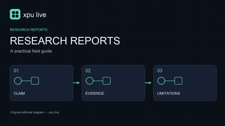 Research reports guide diagram: claim, evidence, limitations
