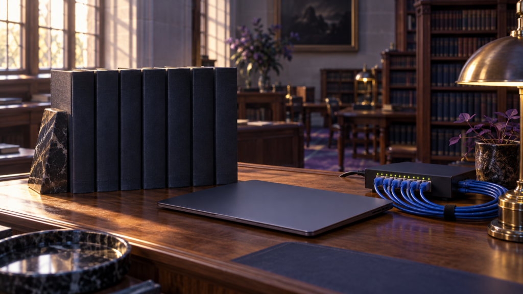 Library and network equipment illustrating the Wikimedia AI agents report